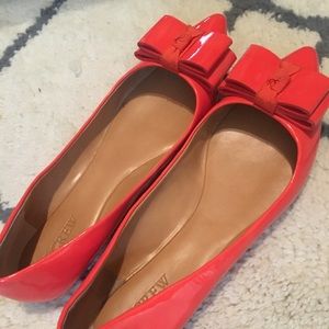 J. Crew Patent Pointed Toe Coral Flats sz 9.5